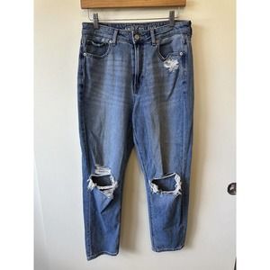 American Eagle Comfort Stretch Waistband Mom Jean Distressed Sz 6 Short